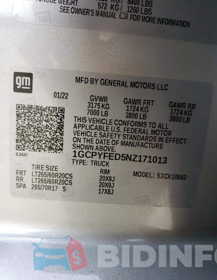 1GCPYFED5NZ171013 Photo# 13