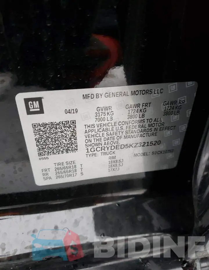 1GCRYDED5KZ321520 Photo# 12
