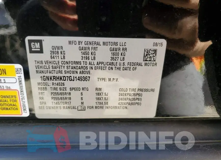 1GNKRHKD7GJ149367 Photo# 13
