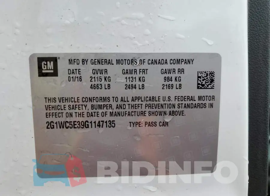 2G1WC5E39G1147135 Photo# 12