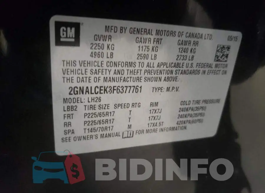 2GNALCEK3F6377761 Photo# 13