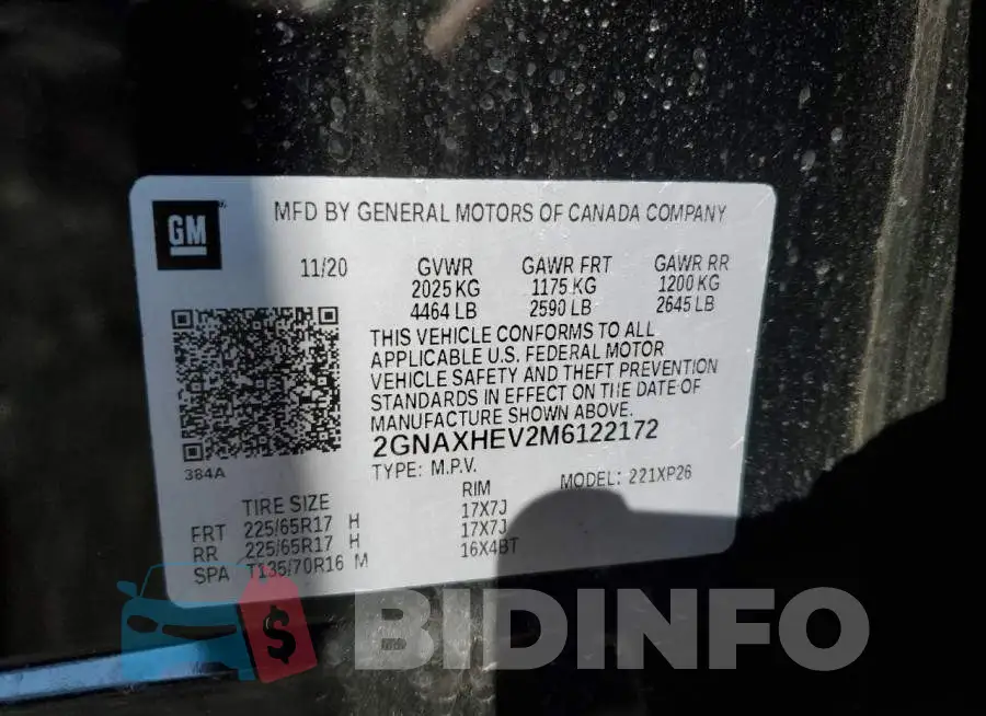 2GNAXHEV2M6122172 Photo# 14