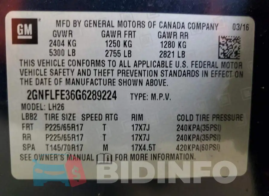 2GNFLFE36G6289224 Photo# 13