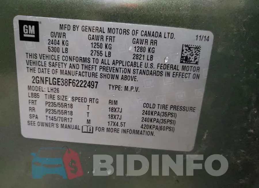 2GNFLGE38F6222497 Photo# 13