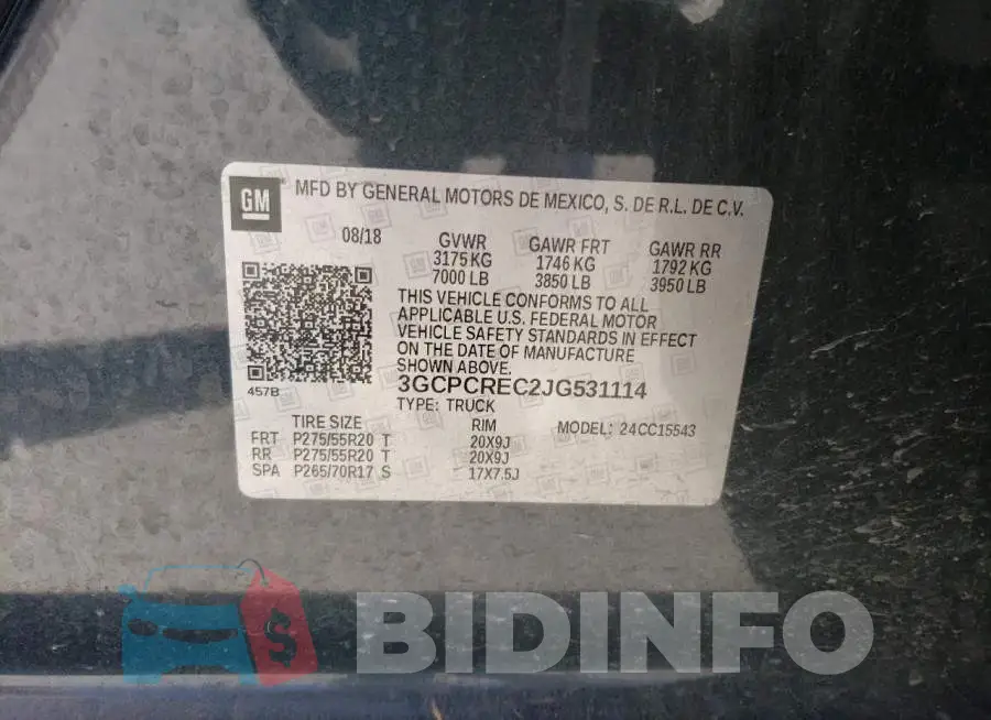 3GCPCREC2JG531114 Photo# 12