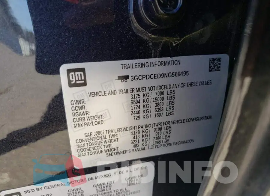 3GCPDCED9NG569495 Photo# 13