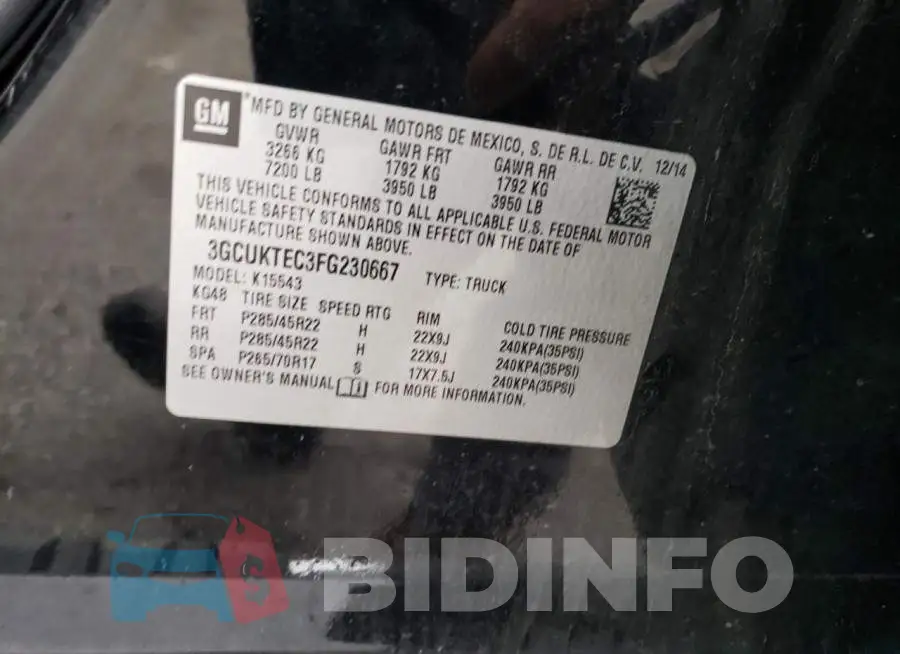 3GCUKTEC3FG230667 Photo# 12