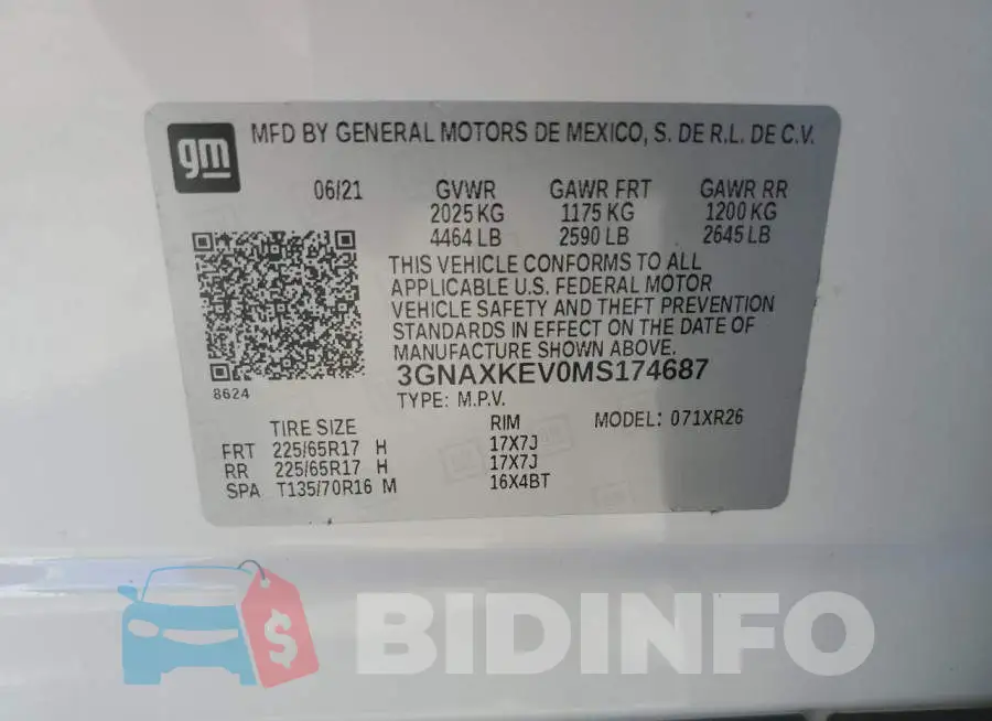 3GNAXKEV0MS174687 Photo# 12