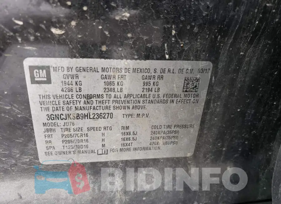 3GNCJKSB9HL236270 Photo# 12