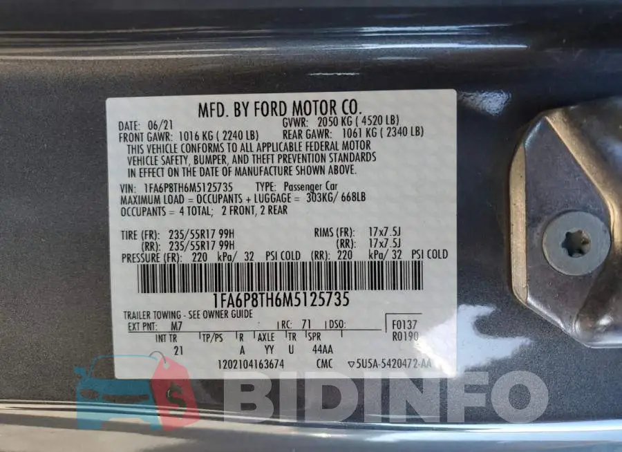 1FA6P8TH6M5125735 Photo# 13