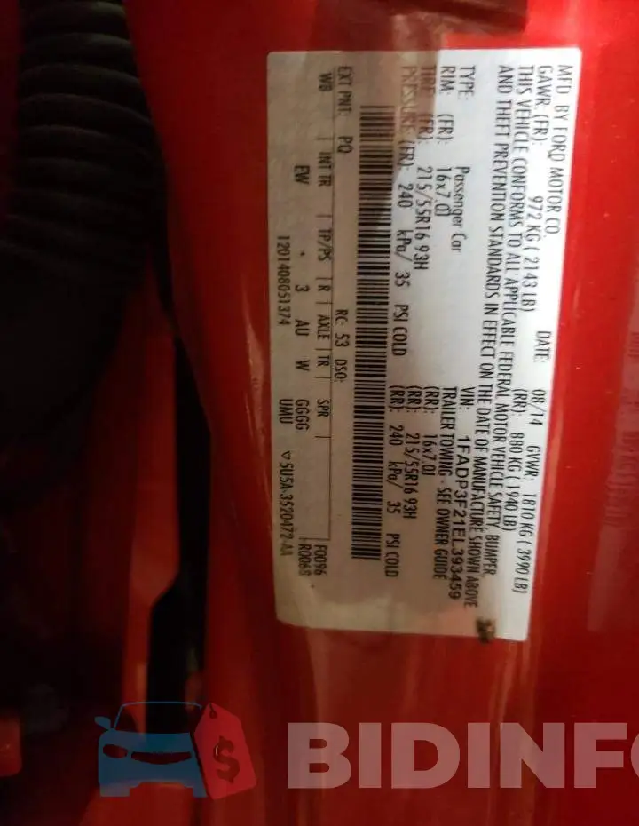 1FADP3F21EL393459 Photo# 13