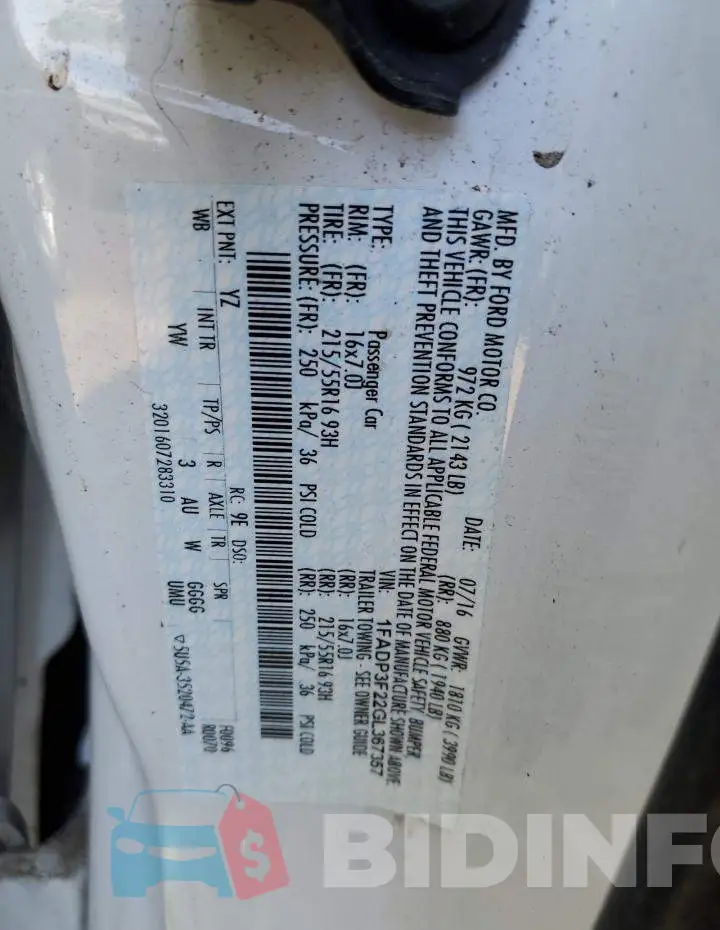 1FADP3F22GL367357 Photo# 13