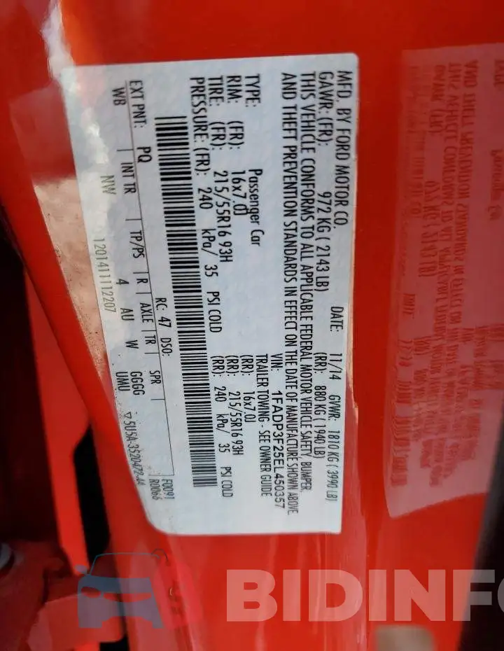 1FADP3F25EL450357 Photo# 12