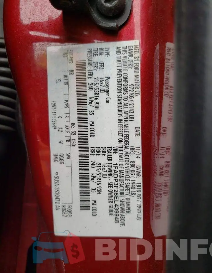 1FADP3F26EL439948 Photo# 12