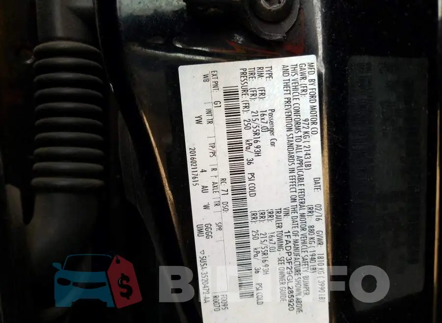 1FADP3F29GL285920 Photo# 10