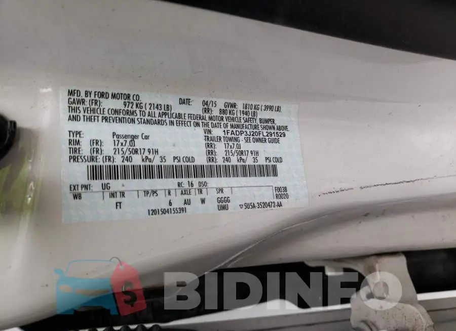 1FADP3J20FL291529 Photo# 12