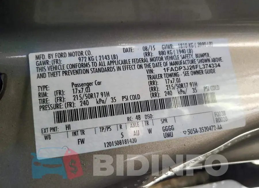 1FADP3J26FL374334 Photo# 13