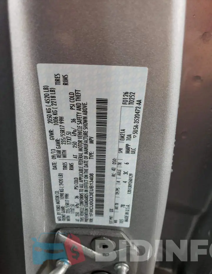 1FMCU0GX3EUB13408 Photo# 12