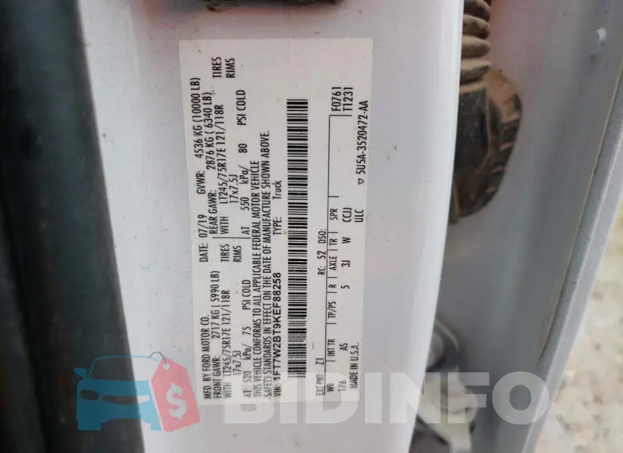 1FT7W2BT9KEF88258 Photo# 12