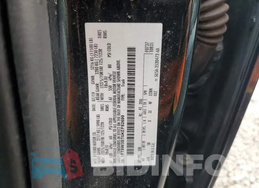 1FT8W3BT6KEF82699 Photo# 12