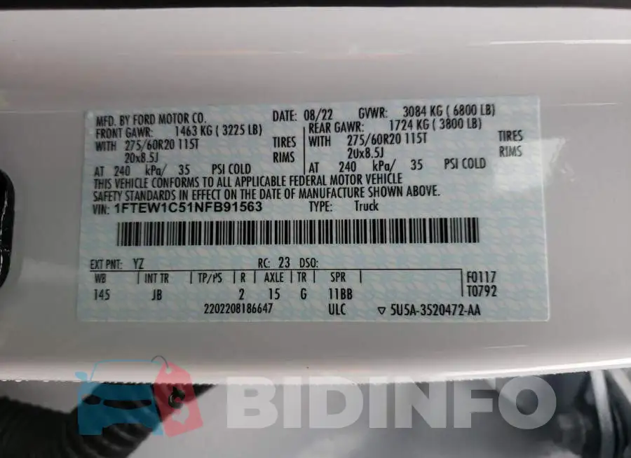 1FTEW1C51NFB91563 Photo# 12