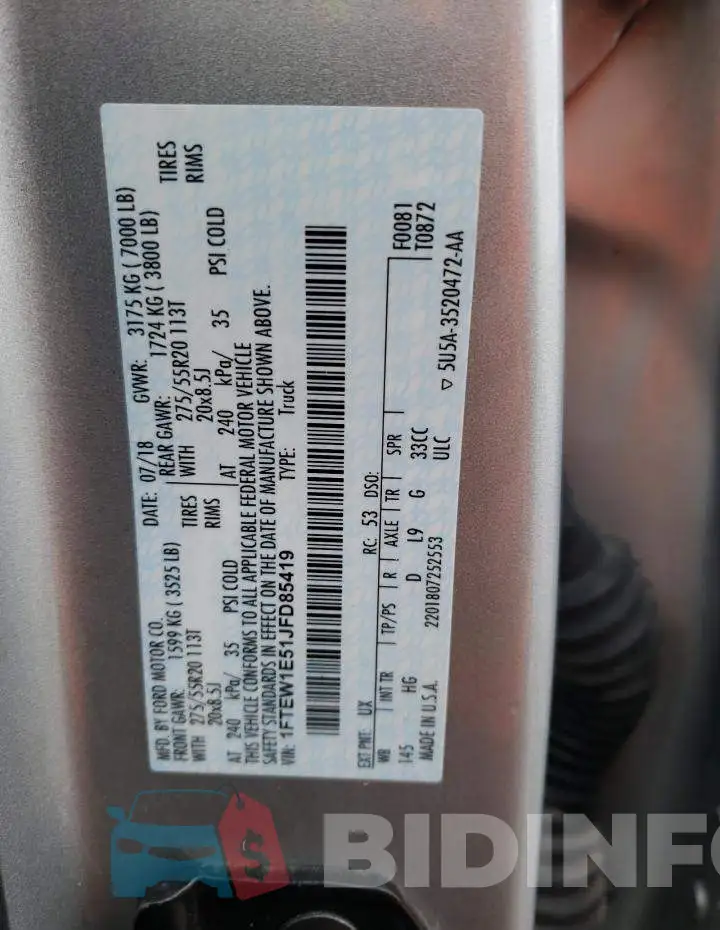 1FTEW1E51JFD85419 Photo# 12