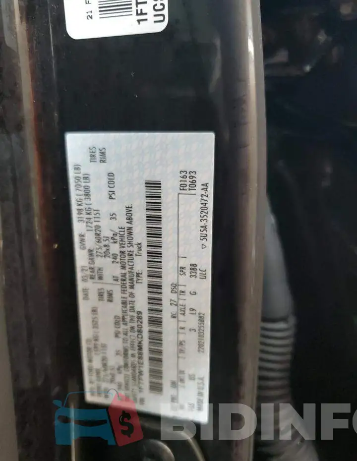 1FTFW1E88MKD80289 Photo# 13