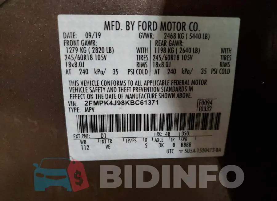 2FMPK4J98KBC61371 Photo# 13