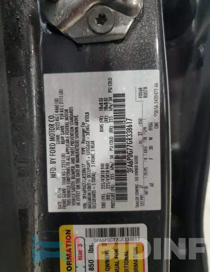 3FA6P0G77GR338617 Photo# 12