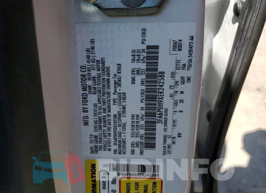 3FA6P0H9XER242588 Photo# 12