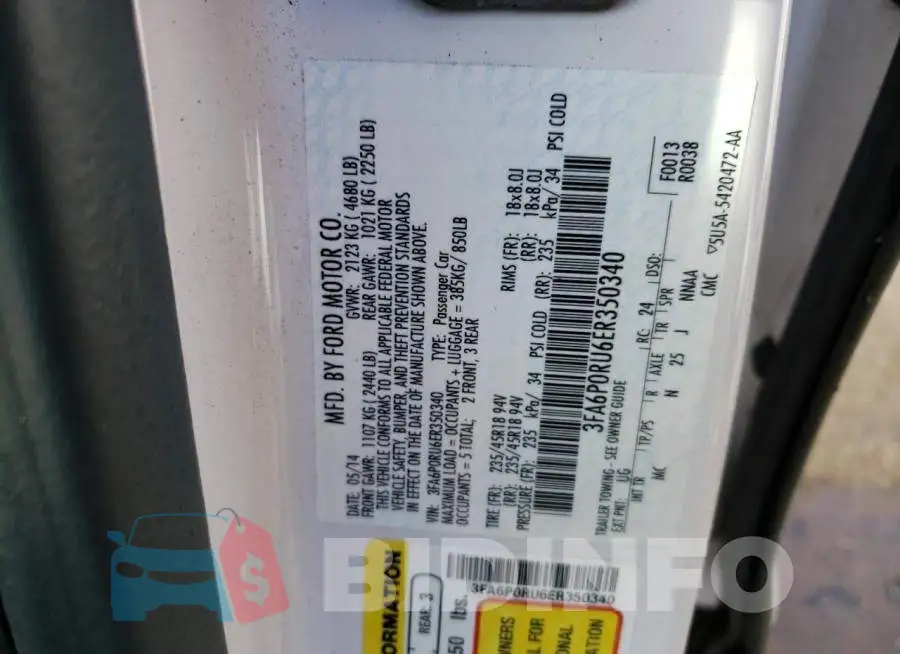 3FA6P0RU6ER350340 Photo# 12