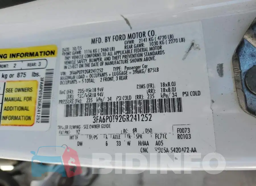 3FA6P0T92GR241252 Photo# 12
