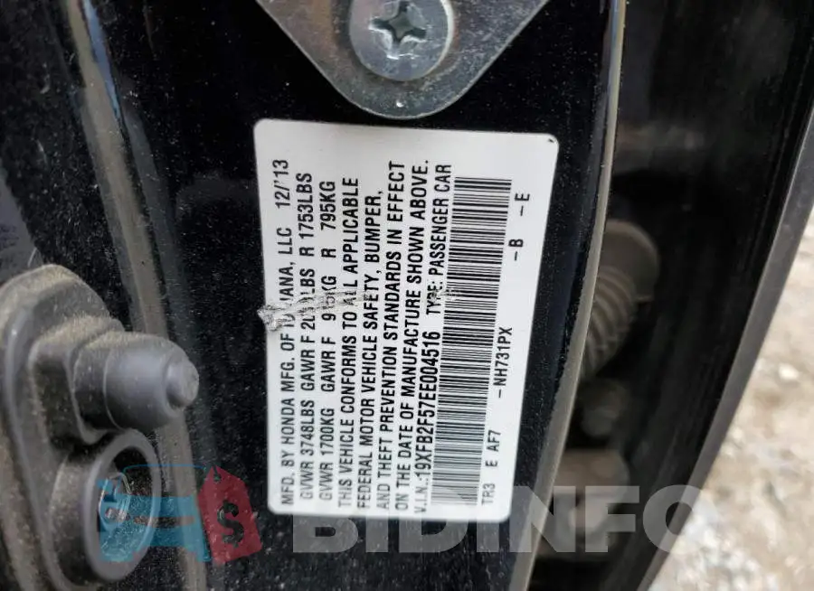 19XFB2F57EE004516 Photo# 12