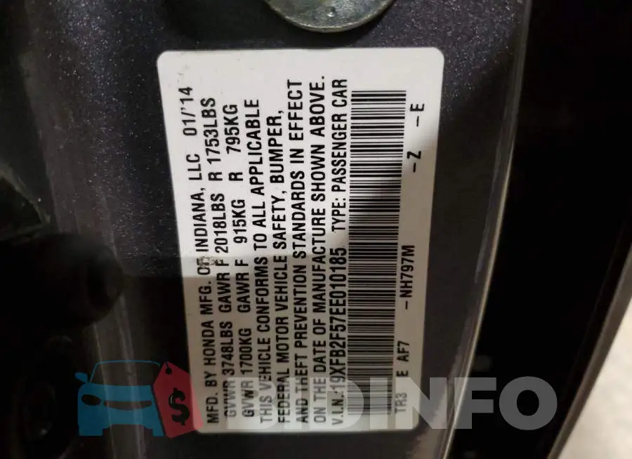 19XFB2F57EE010185 Photo# 12
