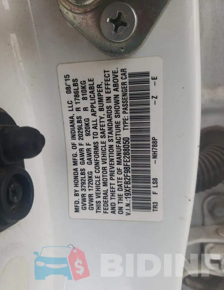 19XFB2F98FE288050 Photo# 12