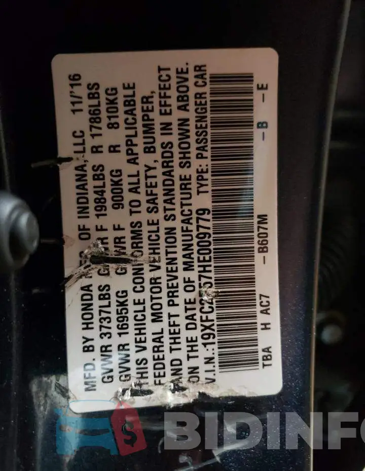 19XFC2F57HE009779 Photo# 12