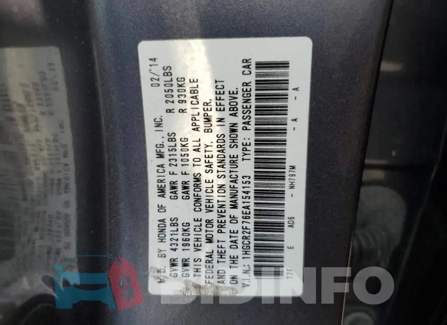 1HGCR2F76EA154153 Photo# 12