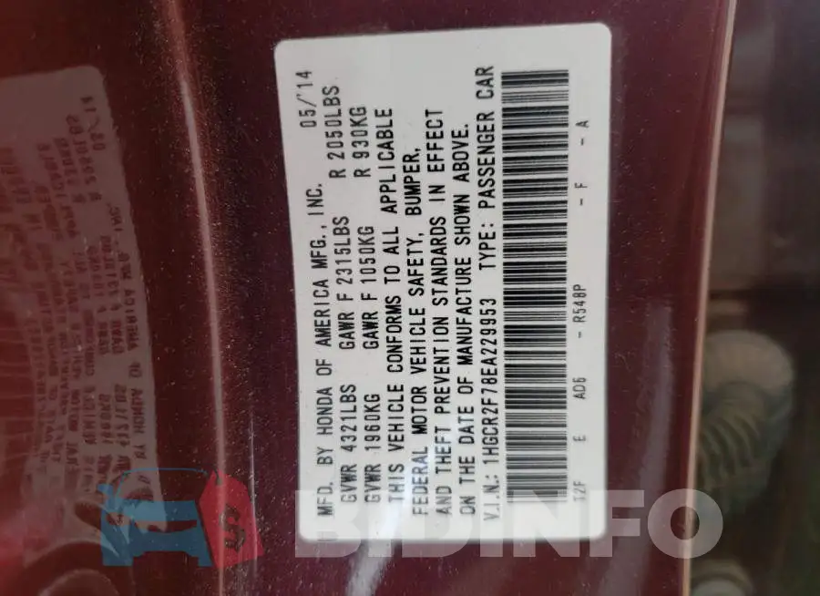 1HGCR2F78EA229953 Photo# 12