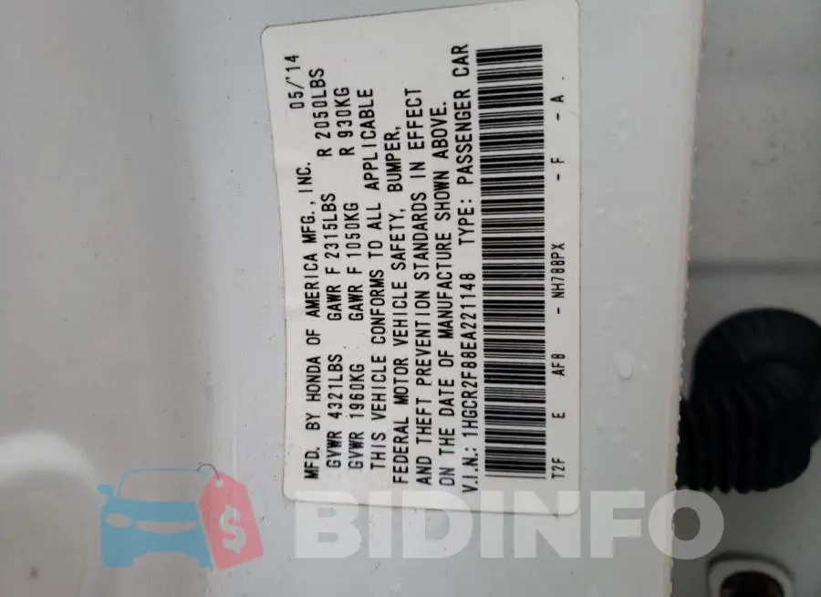 1HGCR2F88EA221148 Photo# 12
