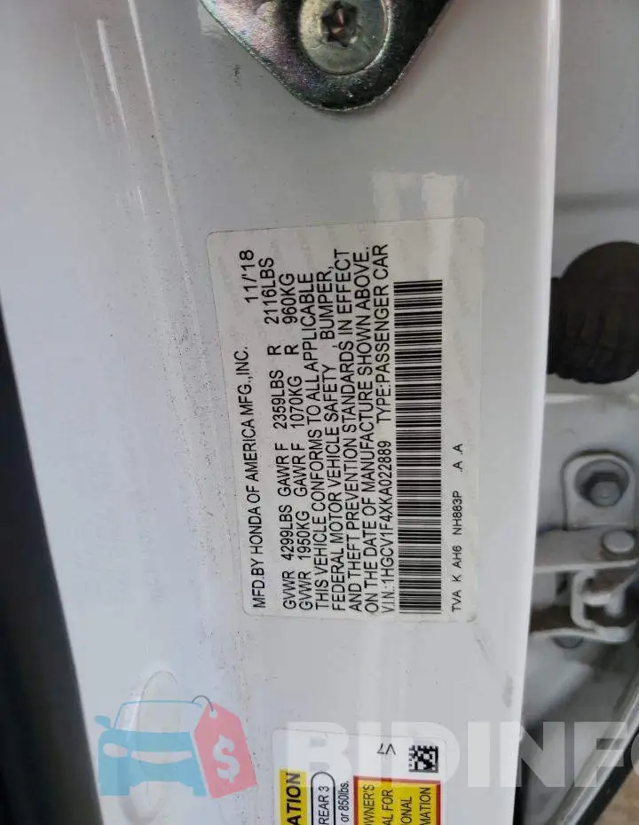 1HGCV1F4XKA022889 Photo# 12
