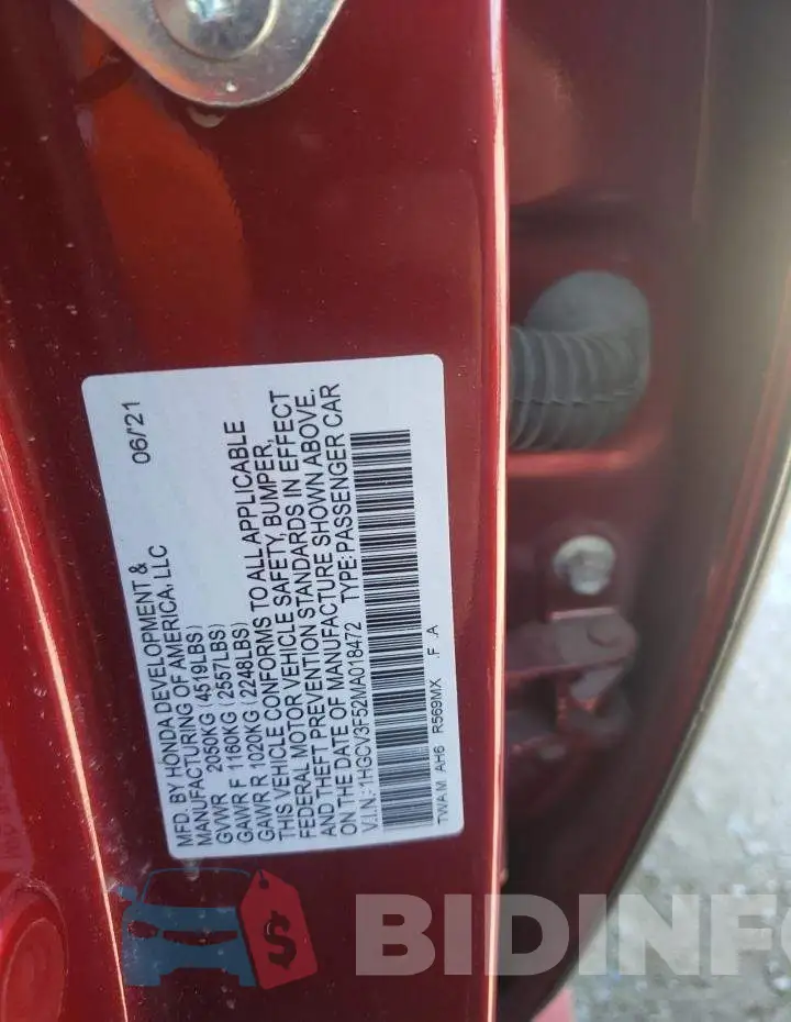 1HGCV3F52MA018472 Photo# 10