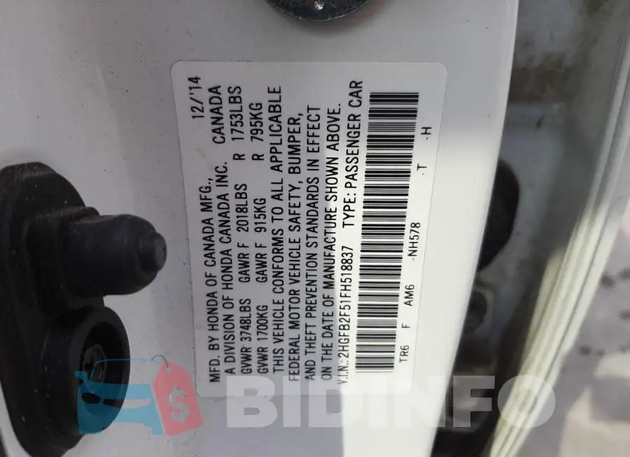 2HGFB2F51FH518837 Photo# 12