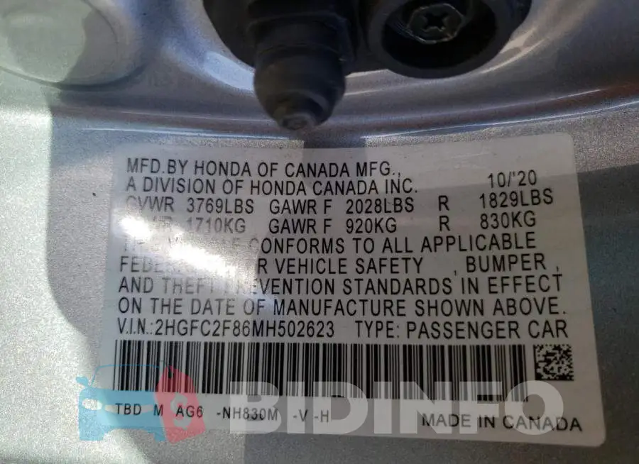 2HGFC2F86MH502623 Photo# 13