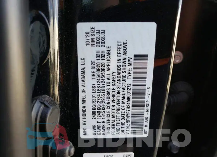 5FNYF7H24MB001272 Photo# 12