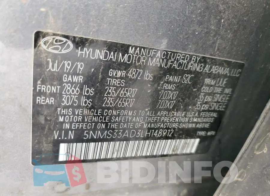 5NMS33AD3LH148912 Photo# 12