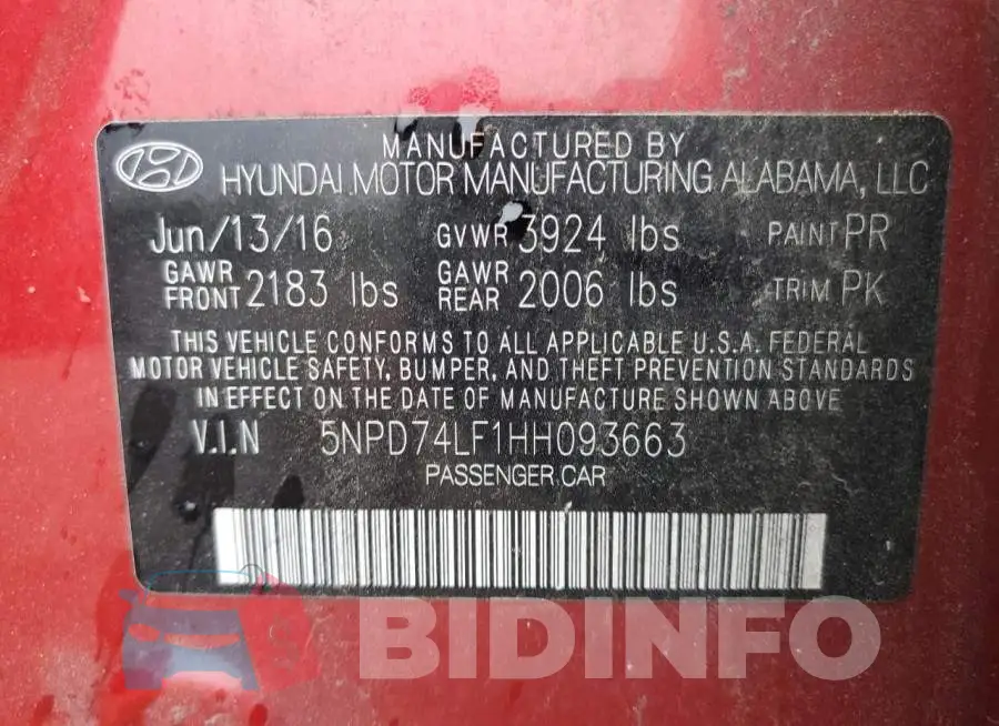 5NPD74LF1HH093663 Photo# 13