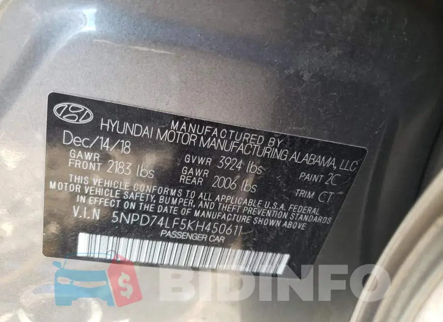 5NPD74LF5KH450611 Photo# 12