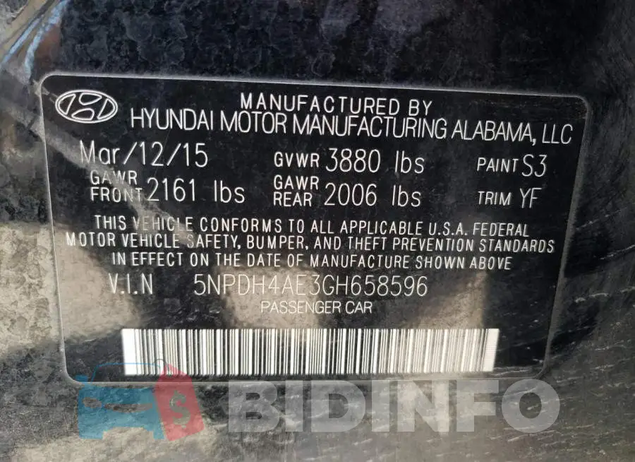 5NPDH4AE3GH658596 Photo# 12