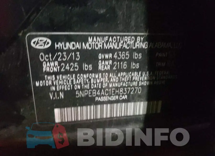 5NPEB4AC1EH837270 Photo# 12