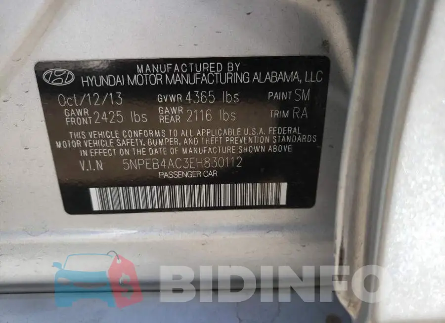 5NPEB4AC3EH830112 Photo# 10